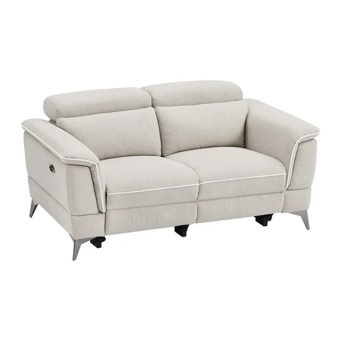 Canapé 2 places relax électrique en tissu beige MACARI