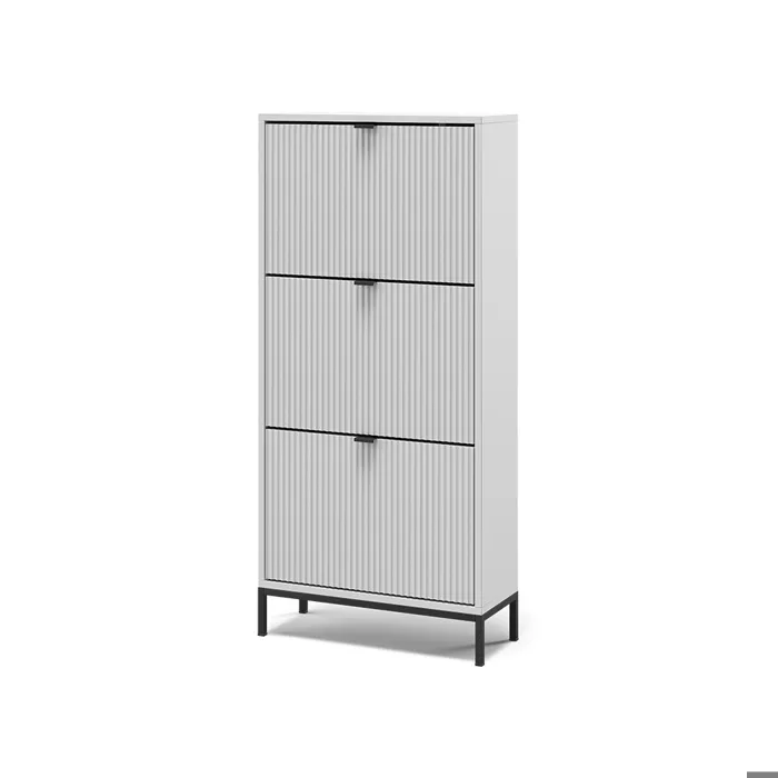 Vicco Benne à chaussures Blanc 60x130cm avec 3 tiroirs pliants