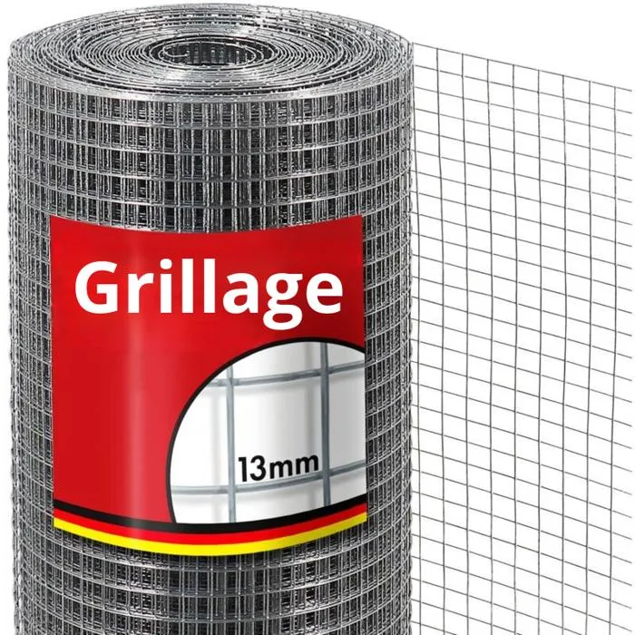 Grillage Rouleau Soudé 50 Cm X 5 M Pour Volières Et Enclos Petits Animaux, Galvanisé, Maille: 13 Mm