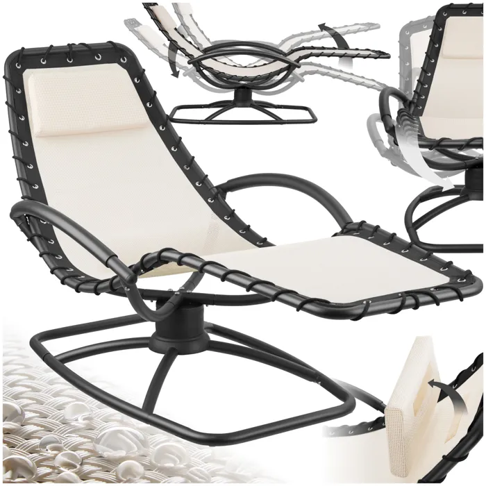 Chaise longue de jardin ergonomique avec mouvement de balancement confortable beige