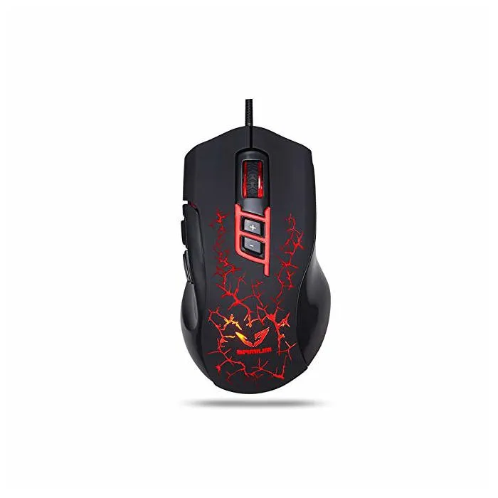 Gamium Souris Gamer 3200 Dpi, Tir X2 8 Boutons, Plug & Play Rétro Eclairage Toucher Doux Câble Nylon Tressé 1.5m