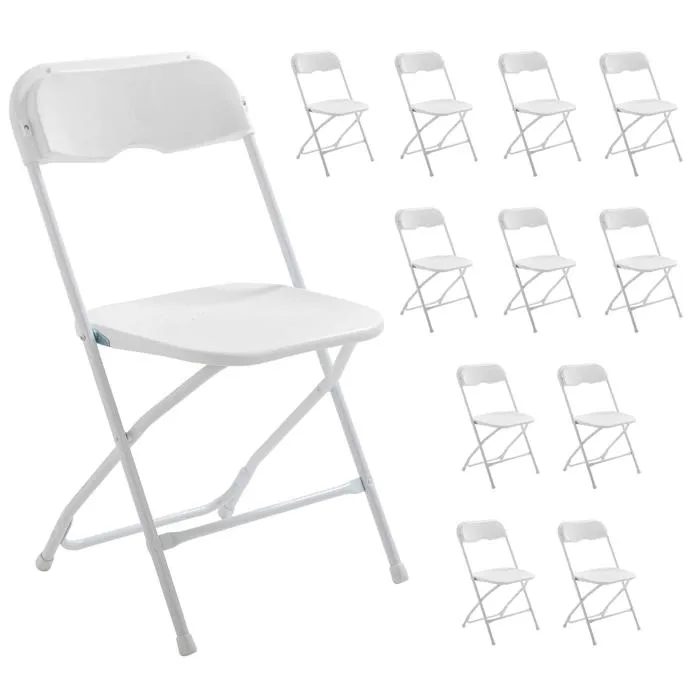 Lot De 12 Chaises Pliantes Blanches