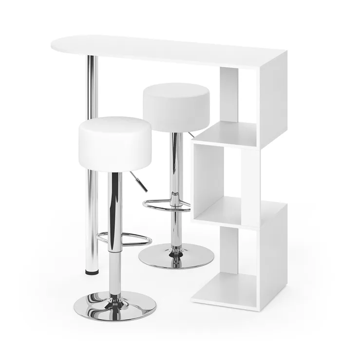 Vicco Ensemble de table de bar Blanc 113x39.8cm avec 2 tabourets de bar