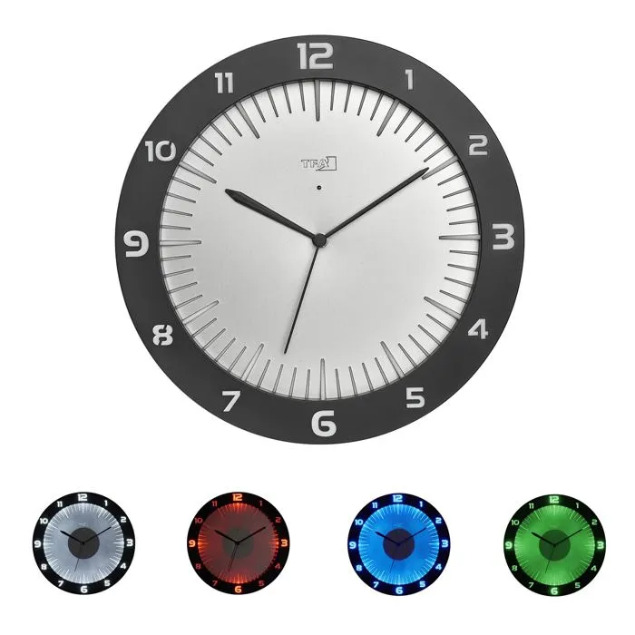 Horloge murale radiopilotée LUMOCLOCK 60.3553.10, 30,3 cm, éclairage LED coloré