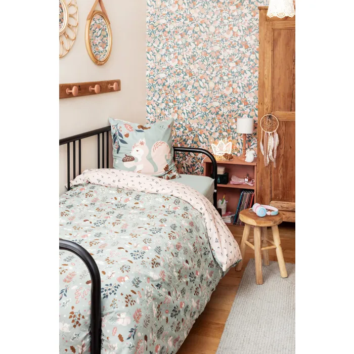 Parure de lit réversible + 2 taies d'oreiller 240 x 220 cm Coton 57 fils Imprimé Tamia