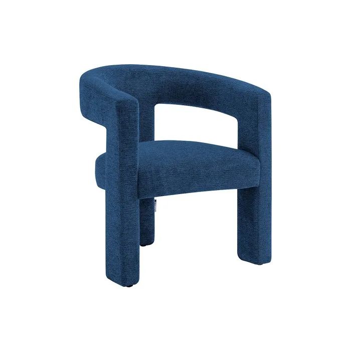 Fauteuil en tissu texturé bleu FAVINA