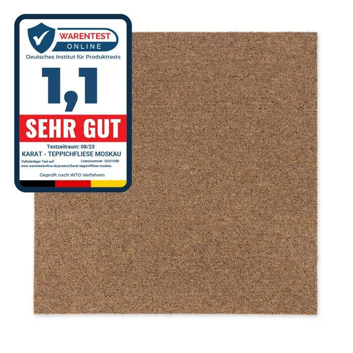 Dalles de moquette autoportantes Moscou, Marron clair 50 x 50 cm