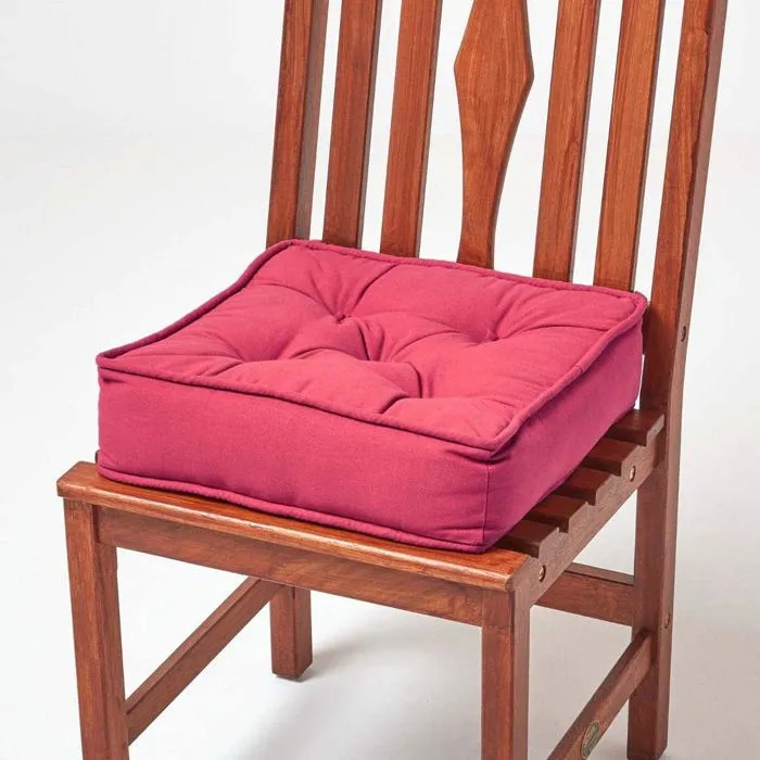 Galette De Chaise Coussin Rehausseur En Coton Rouge, 40x40x10cm - Homescapes