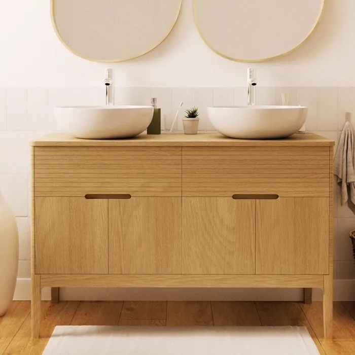 Meuble double + vasque + robinet ALASKA