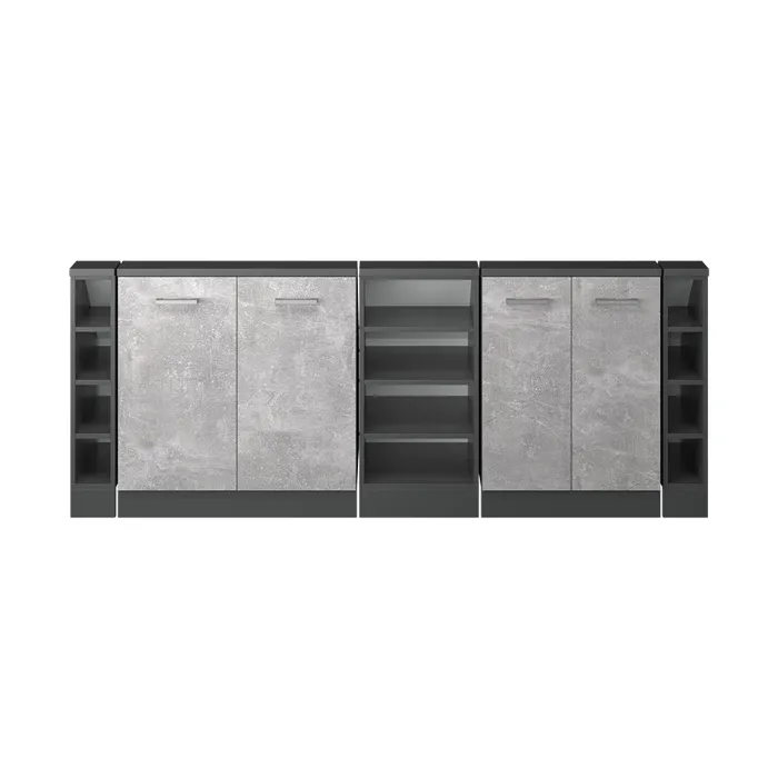 Vicco Ensembles de meuble de rangement sous pente Béton/Anthracite Lot de 5