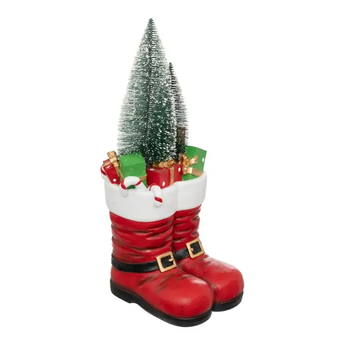 Botte Pète Noël Avec Sapin En Résine 54cm - Feeric Lights & Christmas