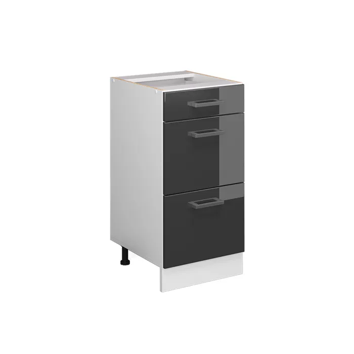 Vicco Meuble cuisine Anthracite Haute brillance 40cm avec tiroirs, sans PT