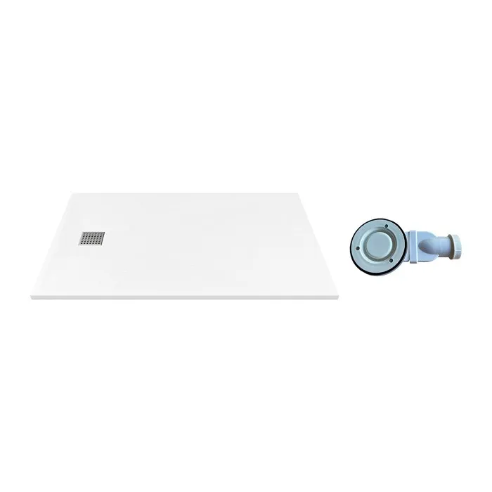 Receveur de douche extra plat à poser ou à encastrer recoupable en résine SMC avec siphon - Blanc - 120 x 90 cm - MIRNOSA