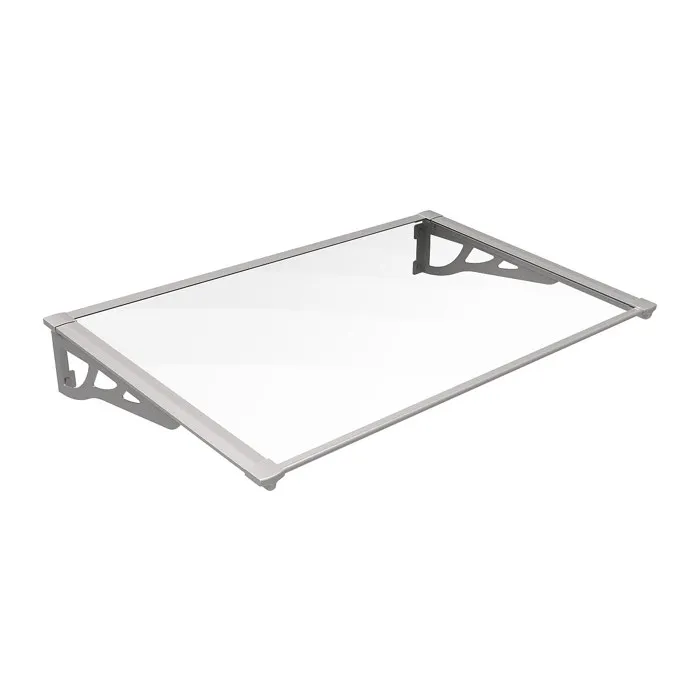 Auvent de porte en aluminium 120 x 90 cm incliné argenté KEPLER