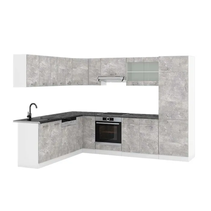 Vicco Cuisine en angle Béton/Blanc 287 x 227 cm, PT Anthracite