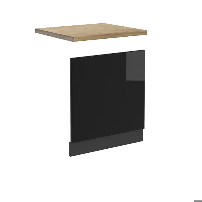 Vicco Façade Noir Haute brillance/Anthracite 60cm plan de travail Chêne doré