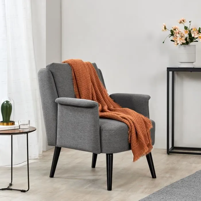 Fauteuil de salon Edling 83 x 73 x 75 cm gris noir en.casa
