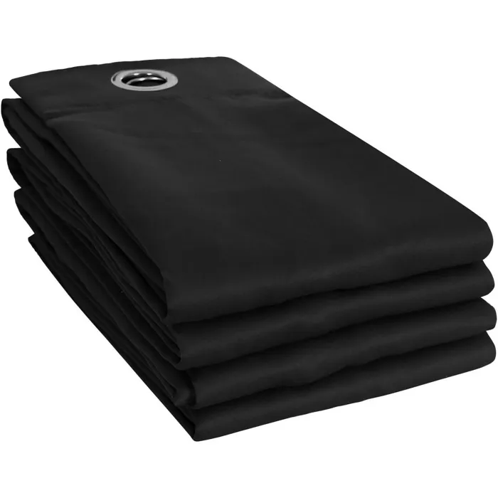 Lot de 4 rideaux à œillets occultants unis petite hauteur 140 x 180 cm Noir