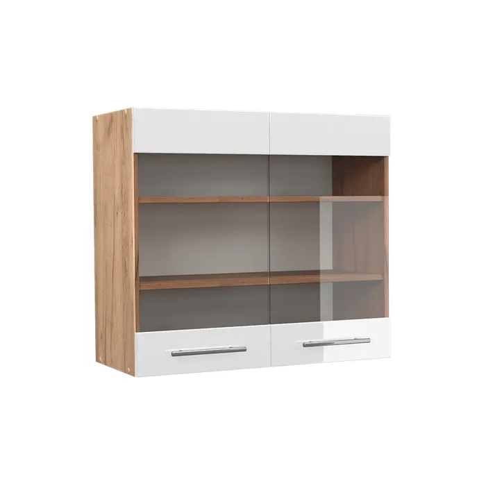 Vicco Meuble de cuisine haut vitré Blanc Haute brillance 80cm