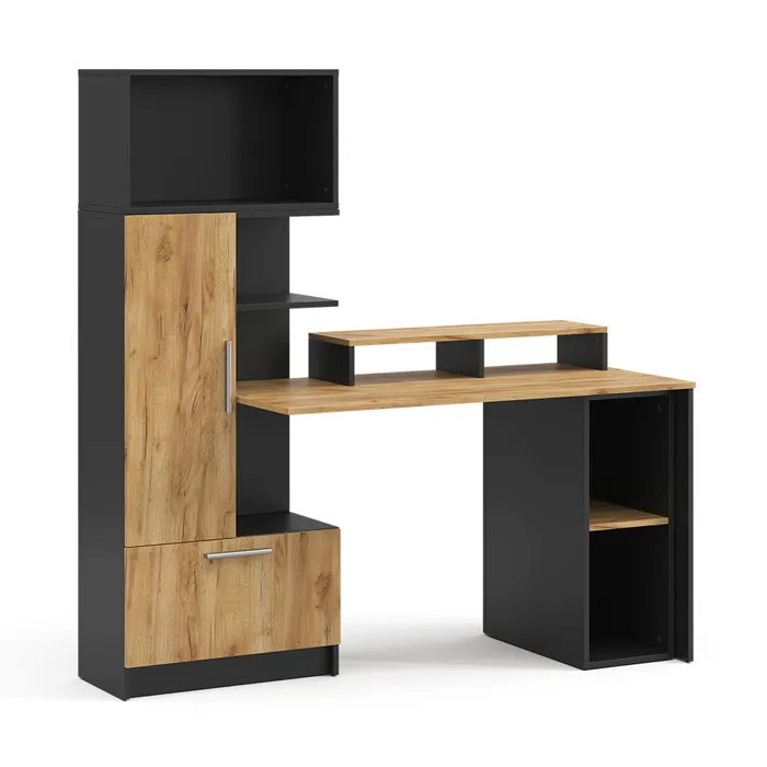 Bureau Tomy, Anthracite/chêne De Force Doré, 150x59cm Lot De 4, Vicco
