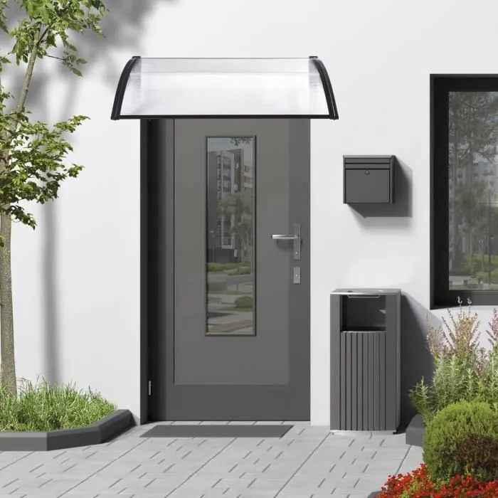Auvent de Porte d'Entrée Mellerud 120 x 80 cm Noir Transparent en.casa