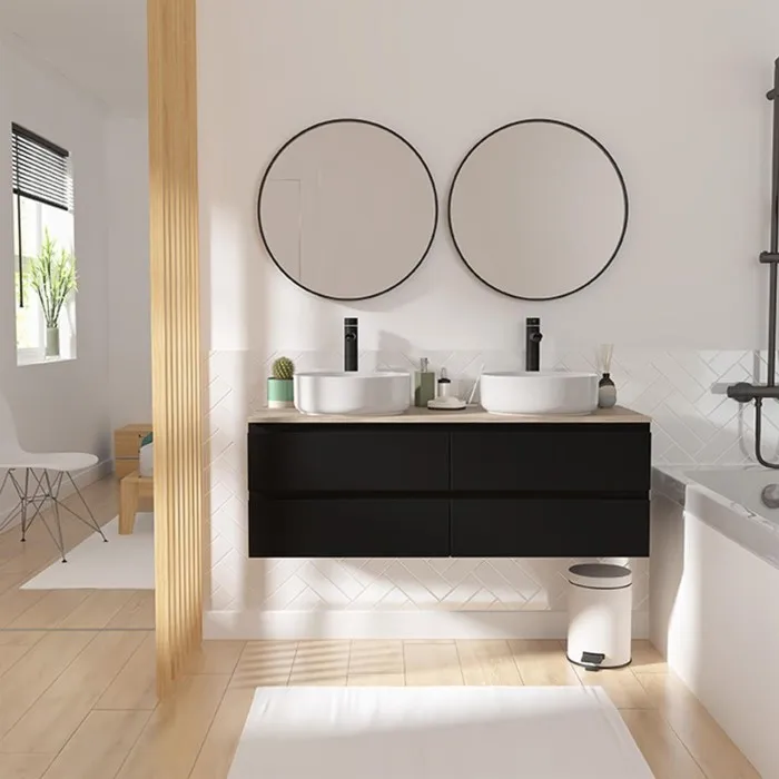 Ensemble meuble double vasque SORRENTO 120cm + robinet + miroir