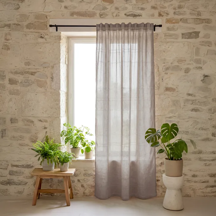 Voilage accroche 4-en-1 à bandes ajourées (140x240 cm - Naturel)
