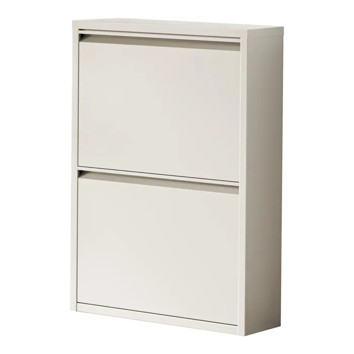 Meuble à chaussures Sokndal à 2 tiroirs inclinables blanc cassé en.casa