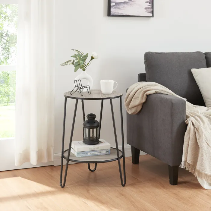 Table d'appoint Ylöjärvi 61 x 44 x 44 cm noir effet chêne en.casa