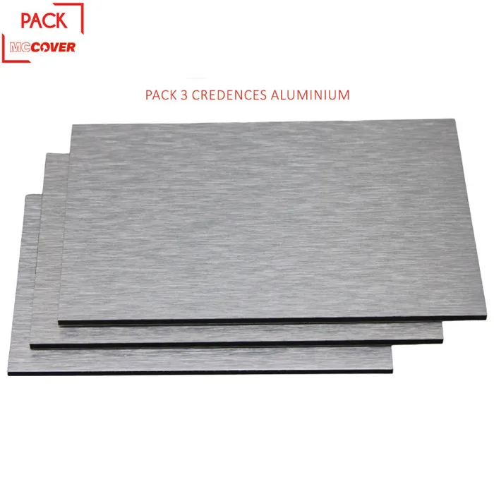 Crédences - Lot de 3 - Réversible- en aluminium brossé 100 x 50 x 0.3cm Aluminum brossé, ep.3 mm, l.50 cm, L.100 cm