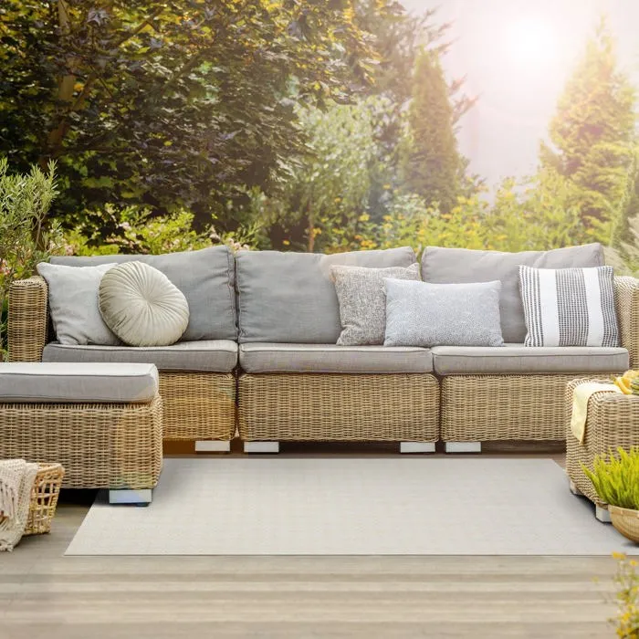 Tapis extérieur terrasse & balcon, résistant aux intempéries, antidérapant, design moderne, Côme 60 x 500 cm