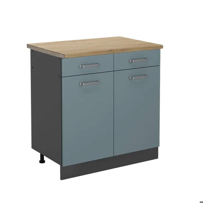 Vicco Meuble cuisine Bleu-gris 80cm, PT Chêne