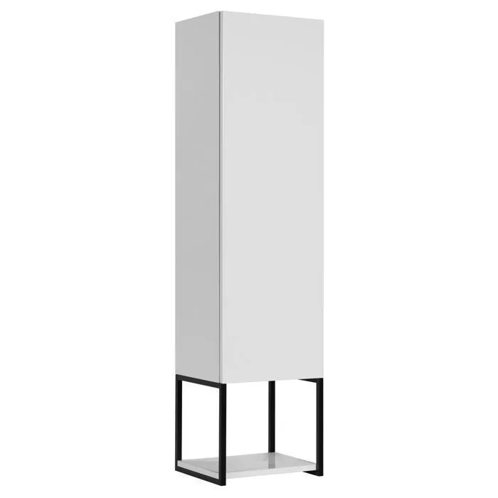 Meuble colonne de salle de bain suspendu LOV blanc brillant et noir 33 x 130 cm