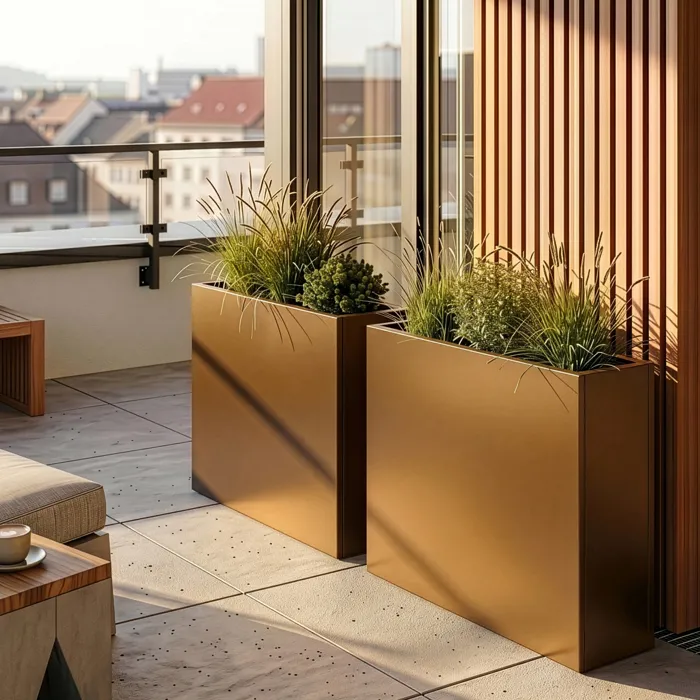 Bac à plantes Vaargel acier 82 x 90 x 30 cm marron casa.pro