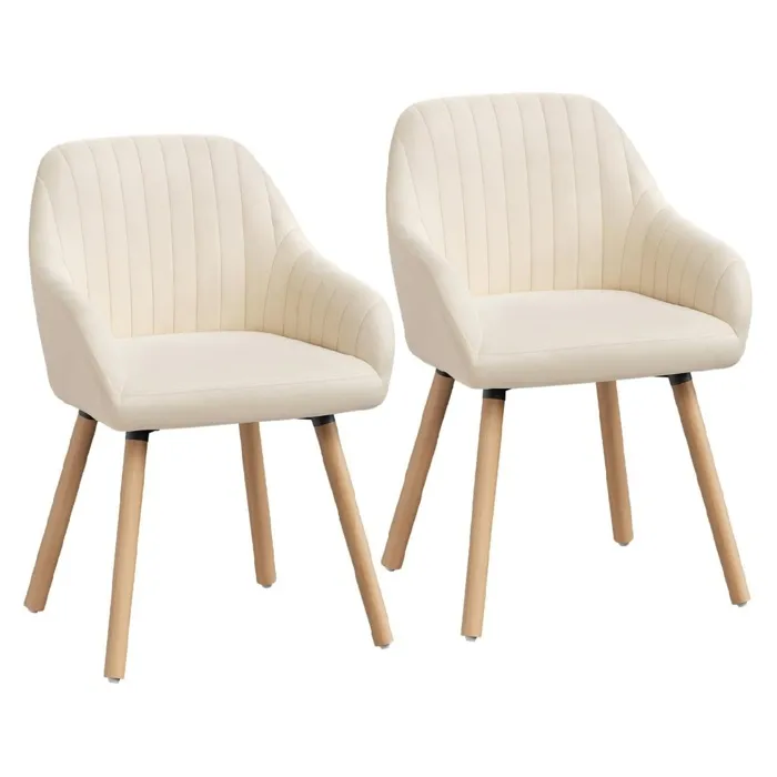 Lot De 2 Chaise Generique Interieur Non Empilable Non Pliable En Bois Massif H. 81 Cm Beige
