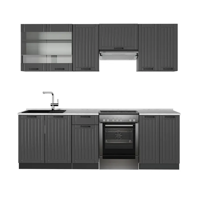Vicco Cuisine Gris foncé 240cm, PT Marbre