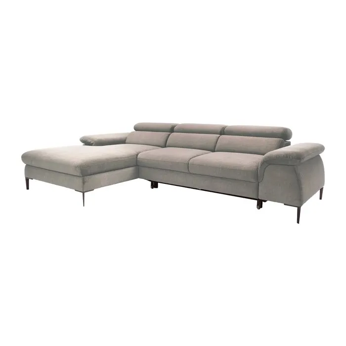 Canapé d'angle gauche convertible en velours taupe SEPINA