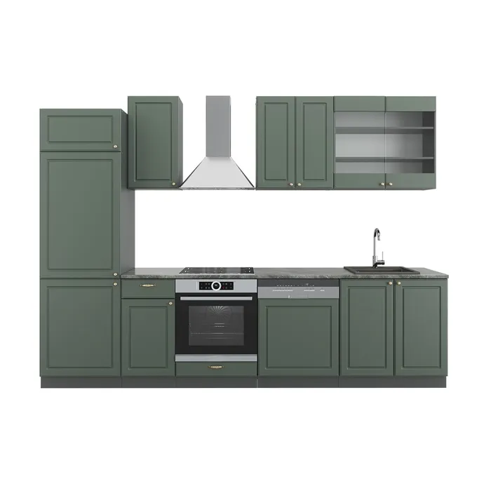 Vicco Cuisine Vert et or campagne/anthracite 300cm sans PT