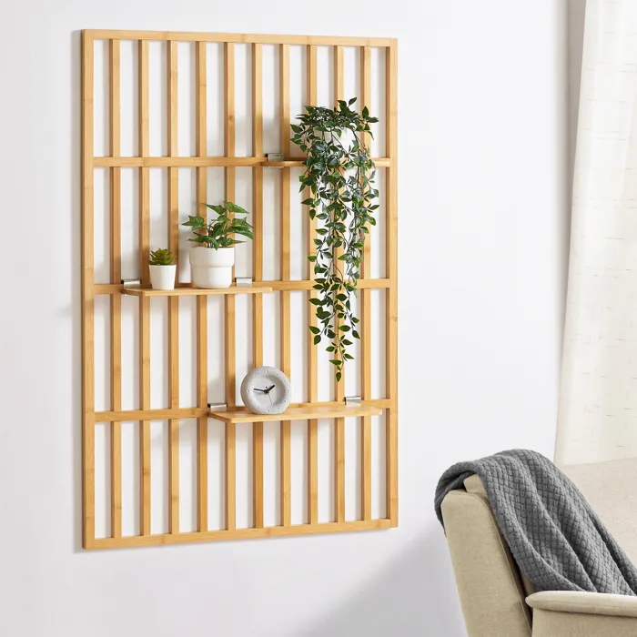 Étagère murale Roest bambou 120 x 80 x 13 cm naturel en.casa