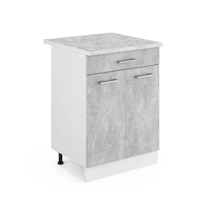 Vicco Meuble cuisine Béton 60cm avec tiroir, PT Marbre