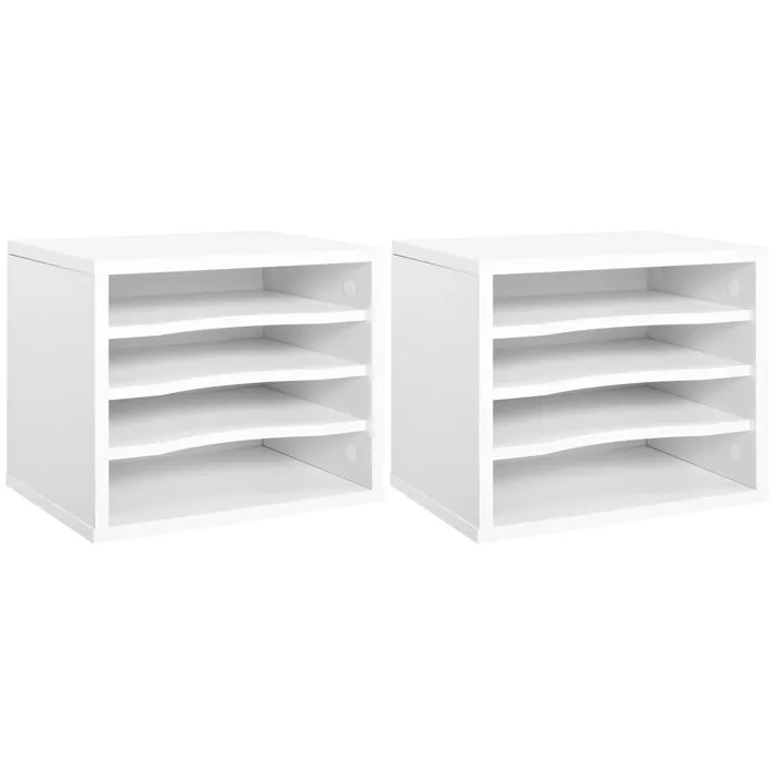 Organiseurs bureau; support d'imprimante; bois; blanc