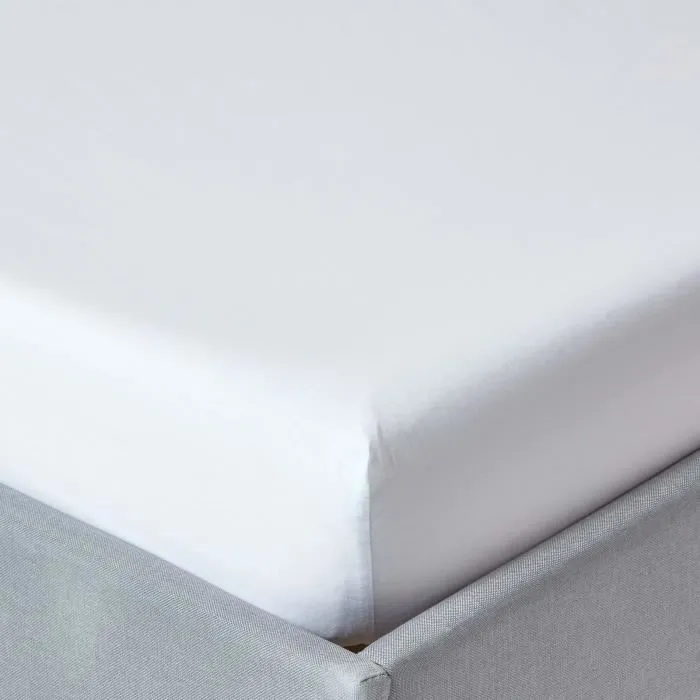 Drap-housse 120x190cm Blanc Coton Égyptien 200tc Homescapes