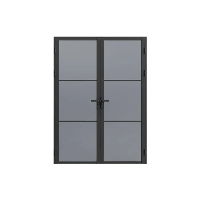 Bloc porte réversible à deux battants en aluminium et verre trempé fumé - 2 x H204 x L73 cm - Noir - MASERU