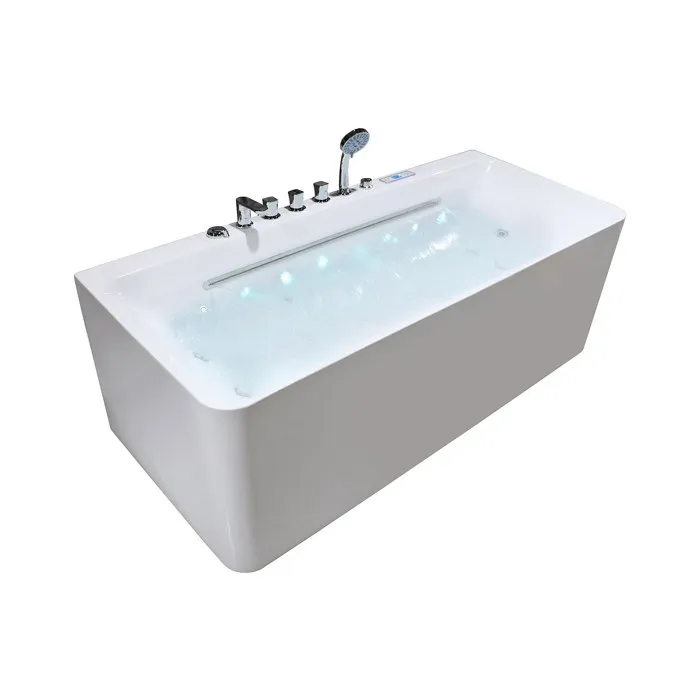 Baignoire balnéo semi ilot - 170 x 75 cm - Blanche - 1 place - 470 L - KIRANA