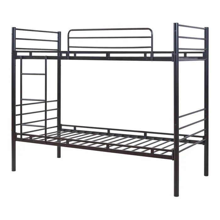 Lit superposé en métal Bevapis 90 x 200 cm noir en.casa