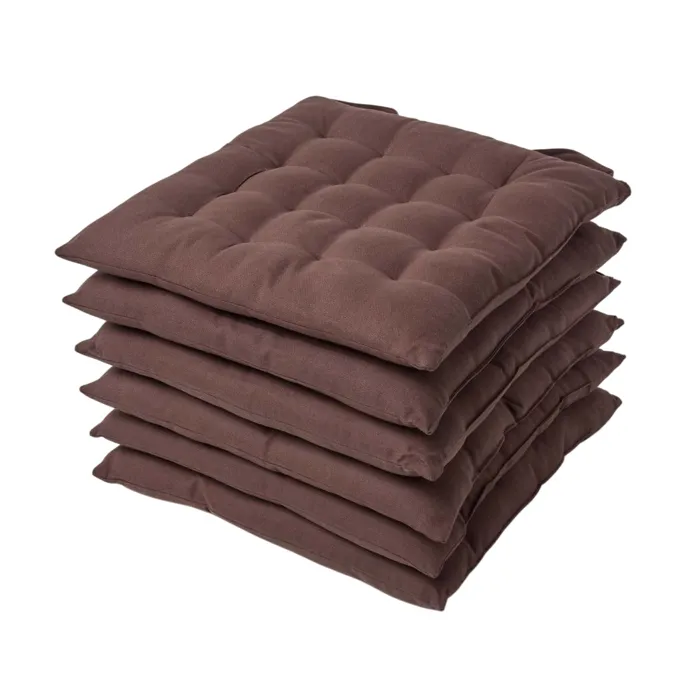 Galette De Chaise En 100% Coton 40x40cm Chocolat - Lot De 6 - Homescapes