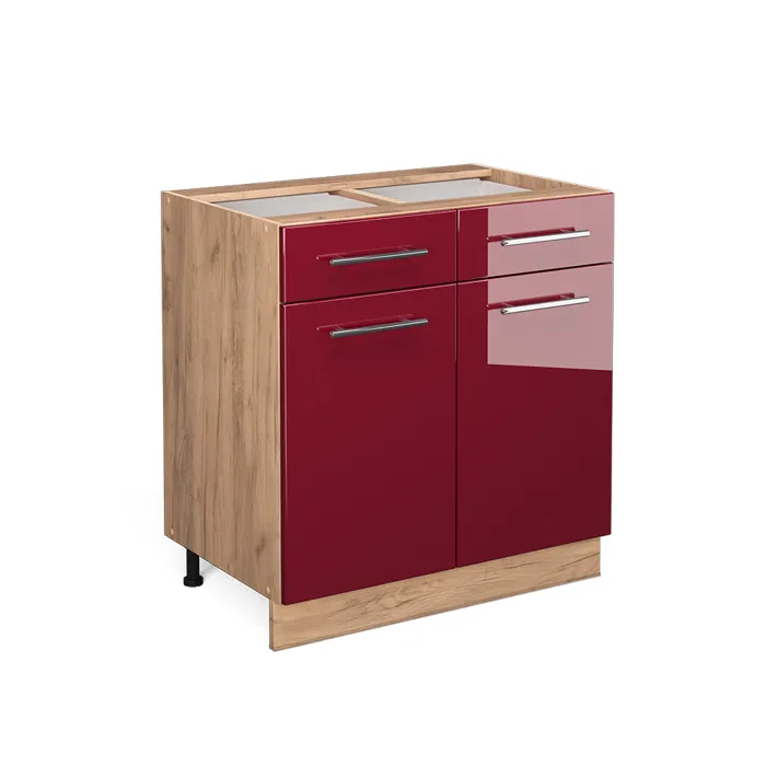 Vicco Meuble cuisine Rouge bordeaux Haute brillance 80cm sans PT