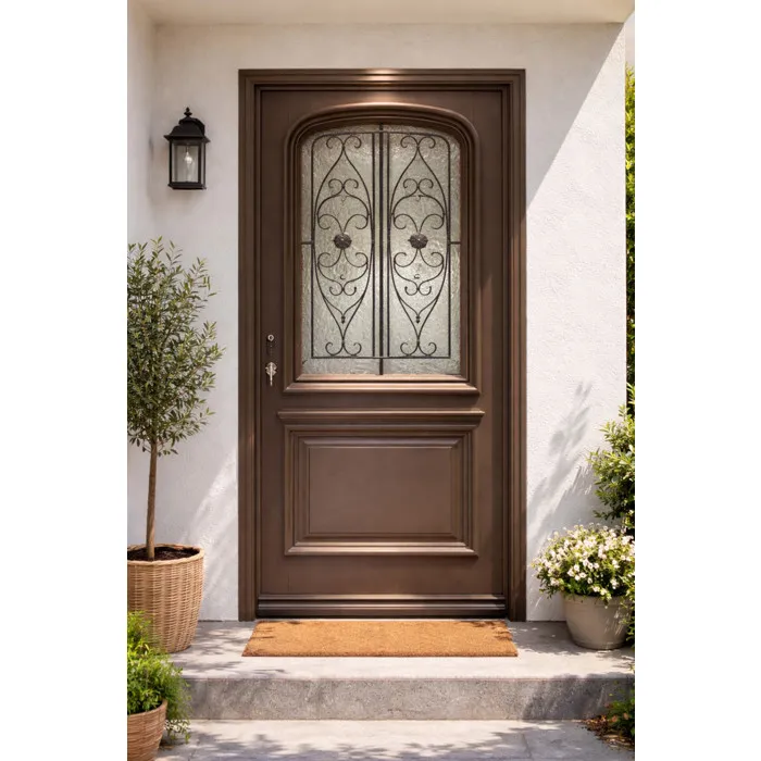 Porte D'entrée Bois Vitrée Adrien Gris Quartz, H215 X L90 Cm Côte Tableau P.droit Gd Menuiseries