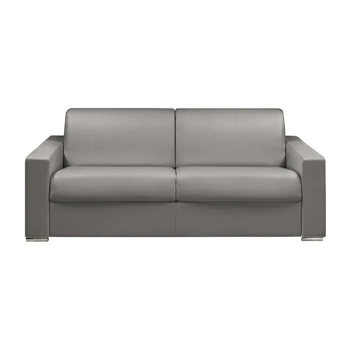 Canapé 4 places convertible express en simili gris - Couchage 160 cm - Matelas 18 cm CALITO