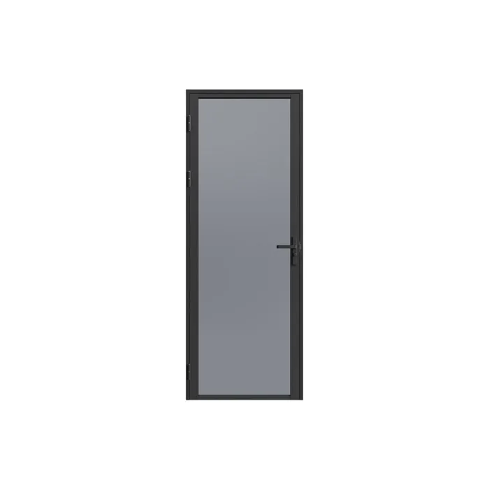 Bloc porte réversible en aluminium et verre trempé fumé - H204 x L73 cm - Noir - LOXTON